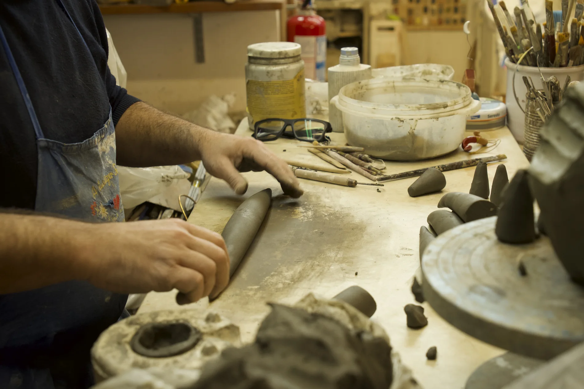 Materials and tools in the studio