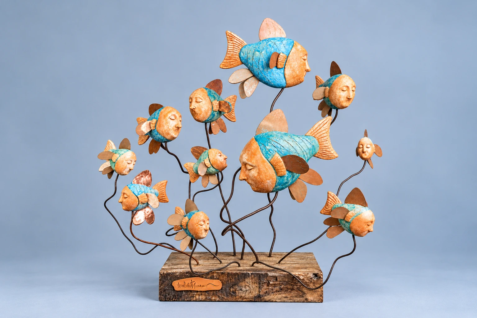 I pesci sognanti, sculpture by Salvatore Troiano